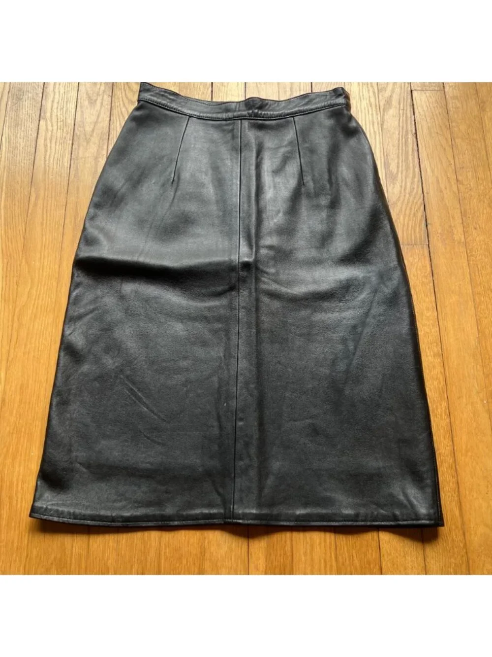 Vintage Goth 90s Erez Sport Size 12 Leather Knee Length Straight Pencil Skirt - Picture 2 of 16